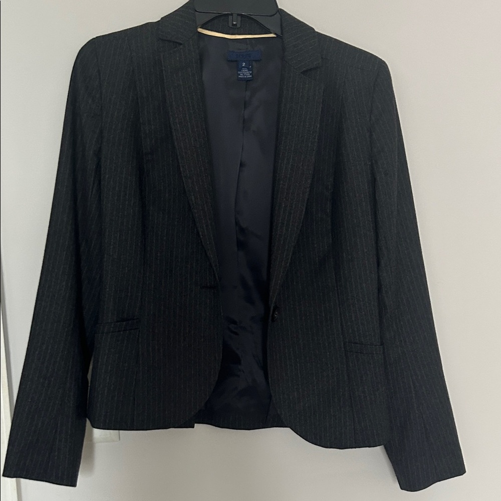 J. Crew Charcoal Blazer with pinstripe detail